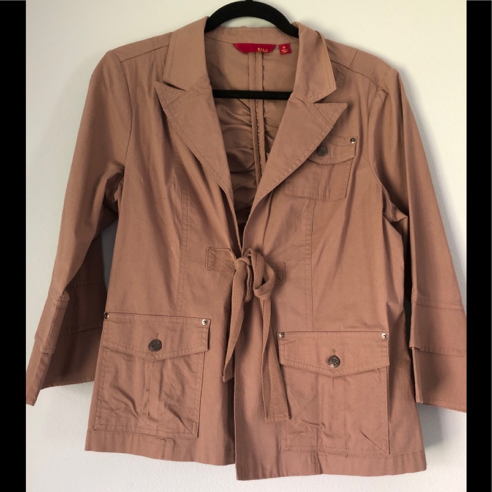 G.I.L.I 3/4 sleeve tie jacket medium tan